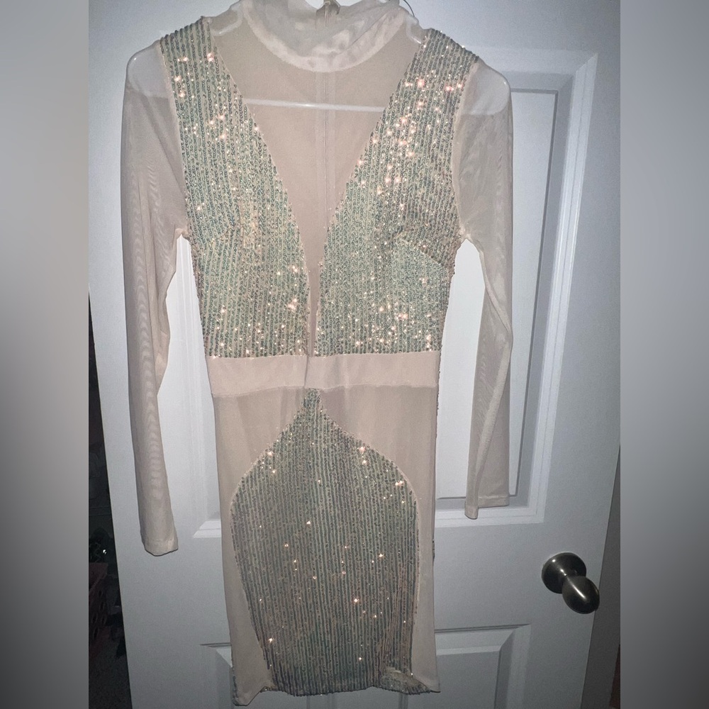 Fashion Nova Sparkling Long Sleeve Dress